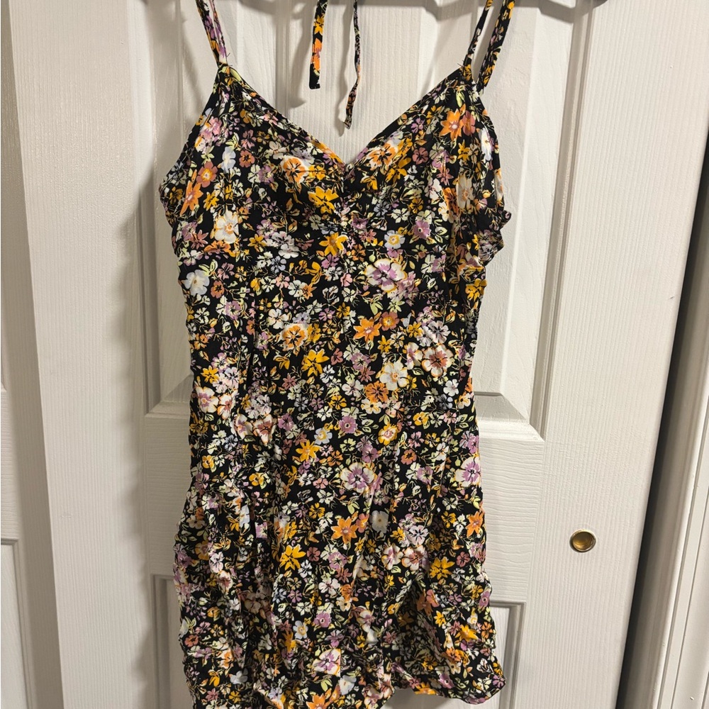 Wild Fable Floral Mini Dress - Black, Yellow, Purple